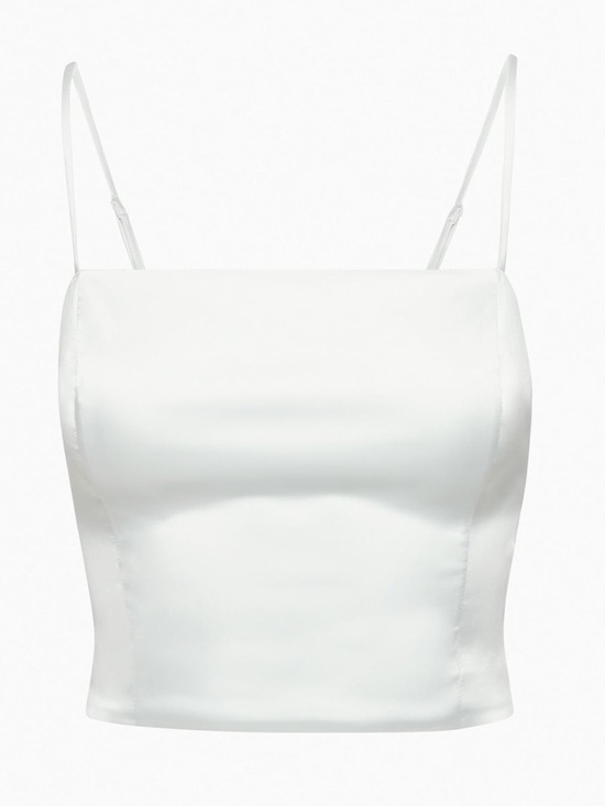 Sunday Best Tops - Aritzia Sunday Best Shimmer Satin Camisole - Grey Sky Spaghetti Strap Tank